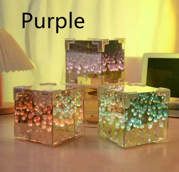 Flower Sea Rubik's Cube Tulip Three-dimensional Small Night Lamp