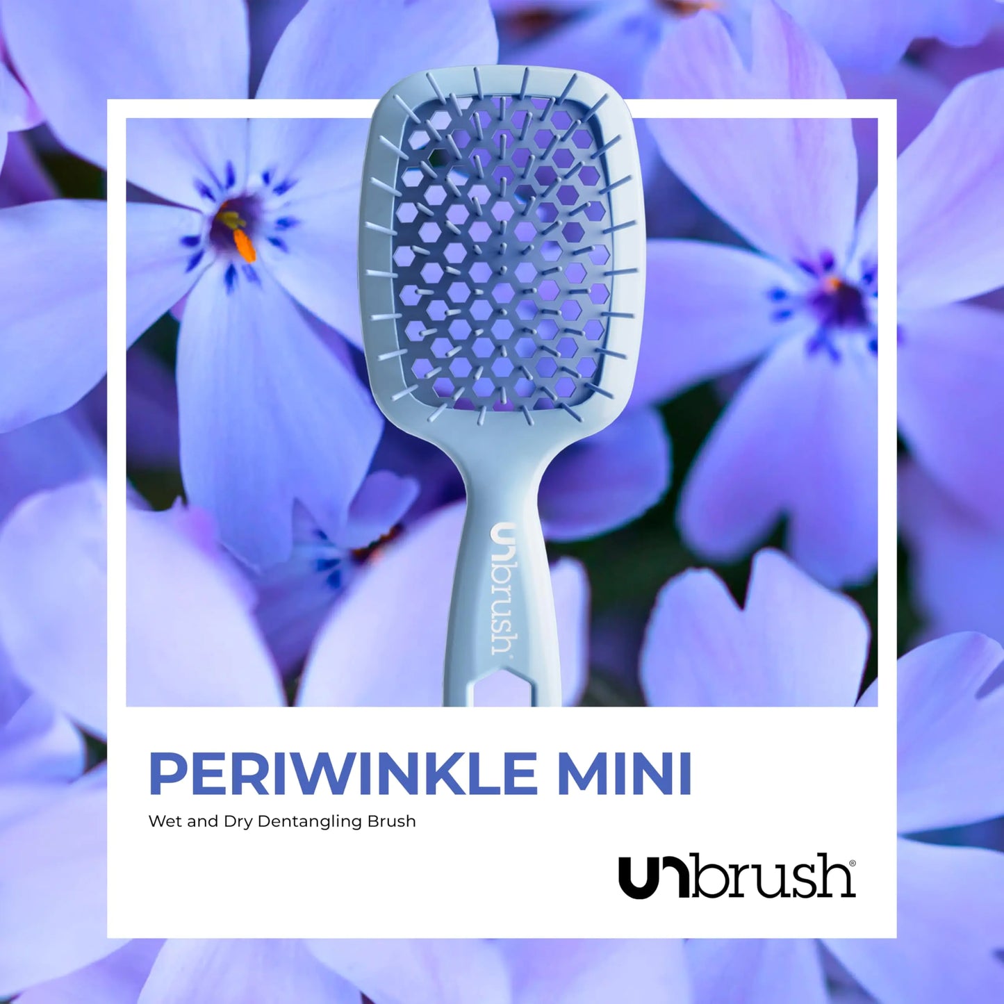 FHI Heat UNbrush Mini Detangler Brush for Pain-Free Brushing on All Wet or Dry Hair Types — Durable Duoflex Anti-Static Bristles, Lightweight Handle, Vented Mini Hair Brush Periwinkle Light Blue