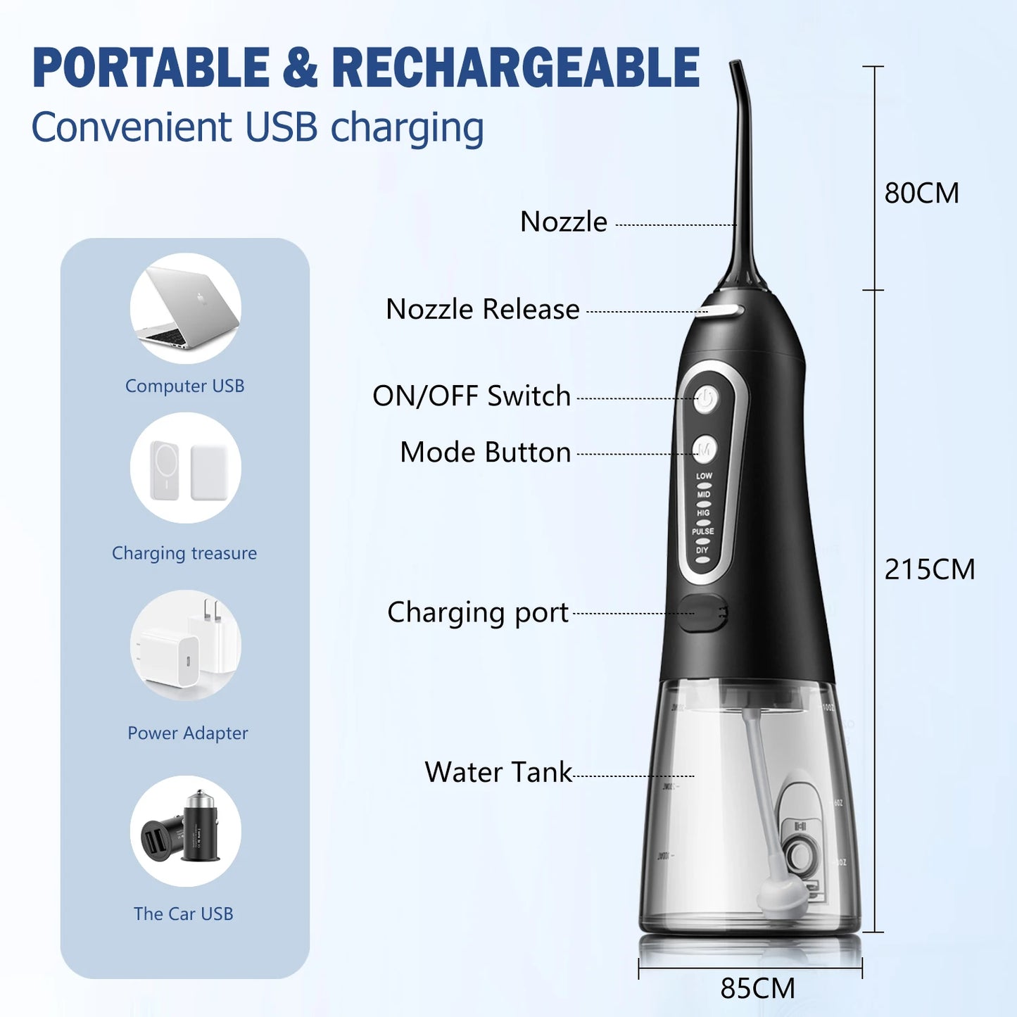 Oral Irrigator USB Rechargeable Water Flosser